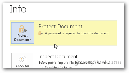 حماية كلمة المرور وتشفير مستندات Office 2013: تأكيد الحماية