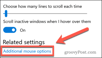 ارتباط خيارات الماوس الإضافية لـ Windows