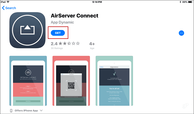 قم بتثبيت AirServer Connect iOS
