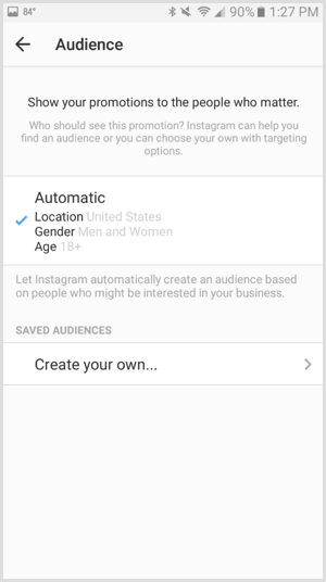 ترويج إعلانات Instagram يحدد الجمهور