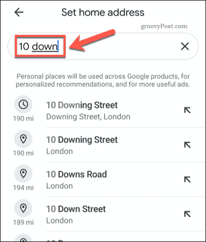 البحث عن عنوان منزل في خرائط Google للجوال