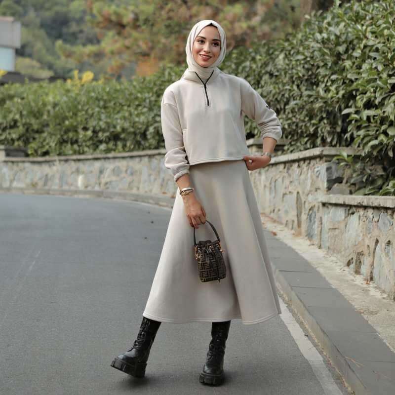 أجمل موديلات تنورات سكوبا في ملابس الحجاب 2021