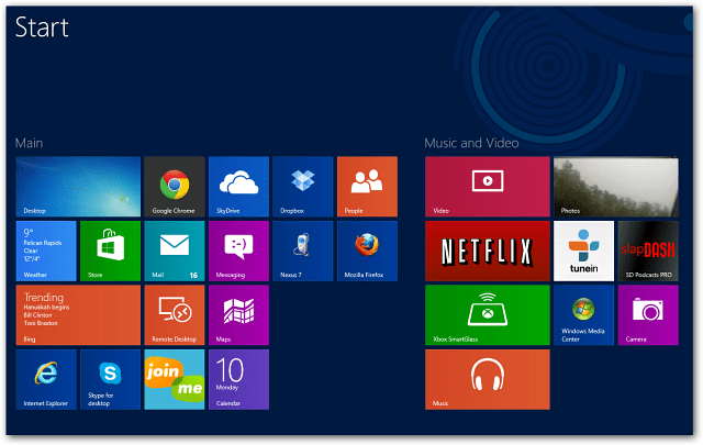 أربعة صفوف لتطبيق Windows 8