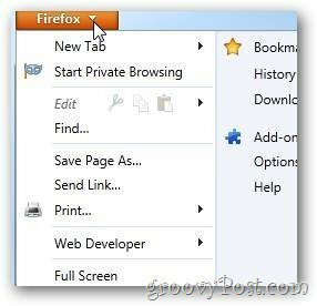 خيارات Firefox Arrow المفتوحة