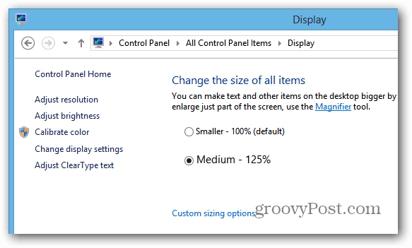 خيارات عرض Surface RT