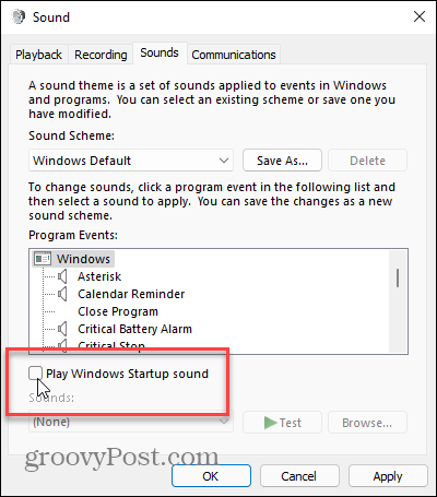 تشغيل Windows Startup Sound Windows 11