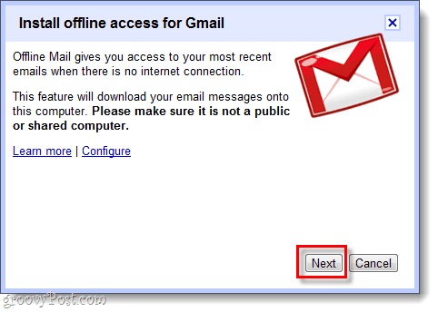 تثبيت الوصول دون اتصال ل Gmail