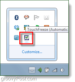 قائمة touchfreeze في علبة النظام