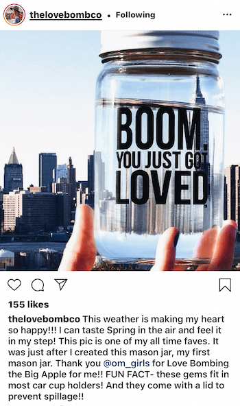 منشور instagram بواسطةthelovebombco يعرض محتوى من إنشاء المستخدمين لمنتجهم المميز في مدينة نيويورك