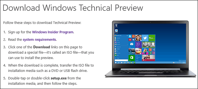تنزيل المعاينة الفنية لنظام التشغيل Windows 10