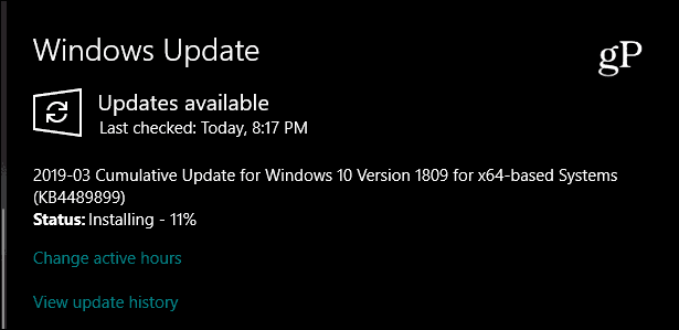 نظام التشغيل Windows 10 1809 KB4489899