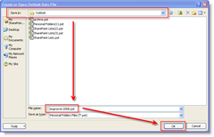 كيفية إنشاء ملفات PST باستخدام Outlook 2003 أو Outlook 2007