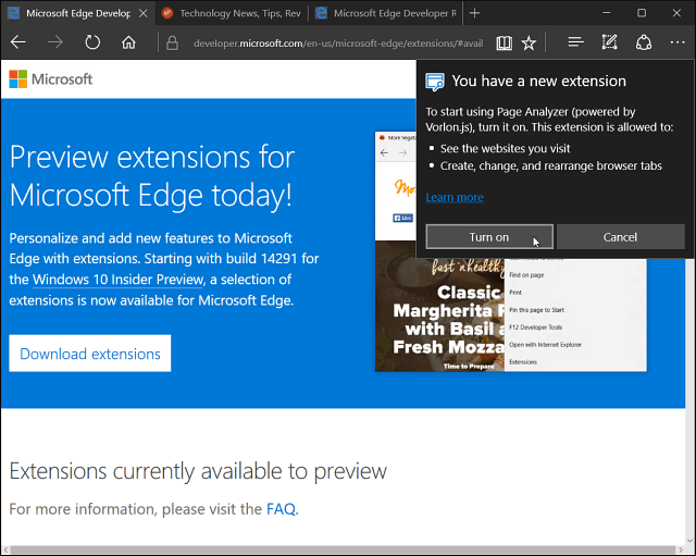 تم تثبيت ملحق Microsoft Edge