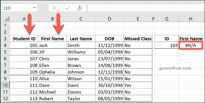 إرجاع VLOOKUP خطأ NA في Excel