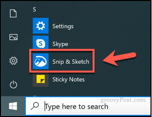 تشغيل Snip and Sketch على Windows