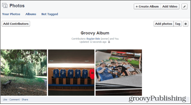 الفيسبوك إضافة ألبومات الصور المشتركة المساهمين إضافة