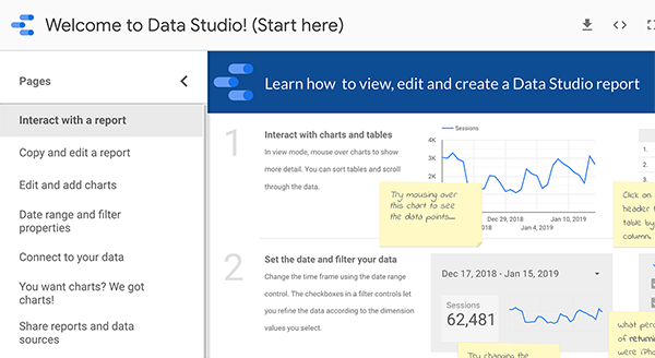 كيف تبدأ في Google Data Studio ، نصيحة 1