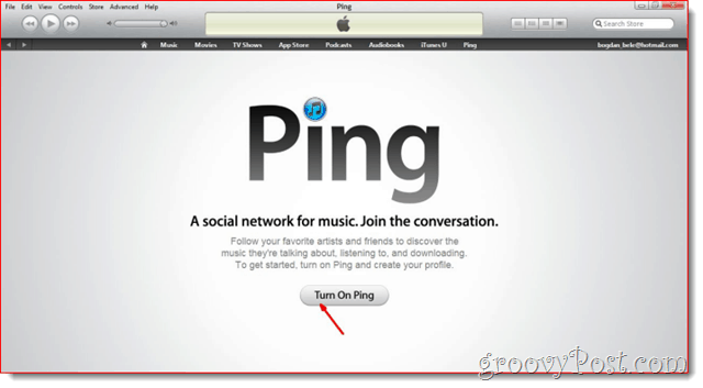 iTunes - انقر فوق تشغيل Ping