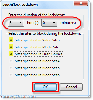يقوم leechblock على الفور بتأمين مواقع إضاعة الوقت لفترة محددة من الوقت