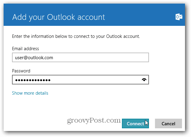 أضف عنوان Outlook.com إلى بريد Windows 8