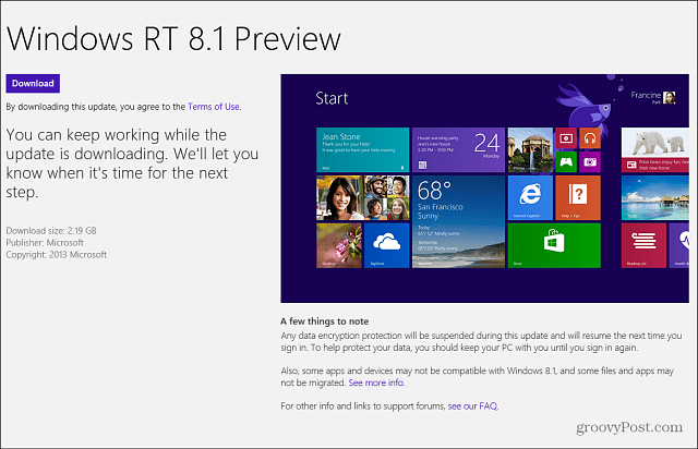 Windows RT 8.1 معاينة متجر Windows
