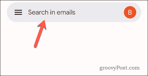 اضغط على شريط البحث في Gmail للجوال