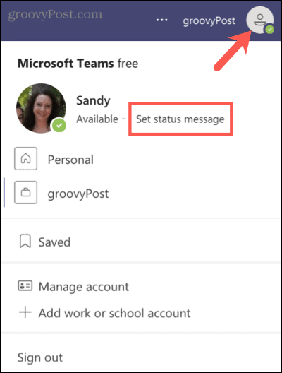 قم بتعيين رسالة حالة في Microsoft Teams
