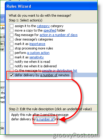 قاعدة Outlook - تعيين وقت التسليم المؤجل