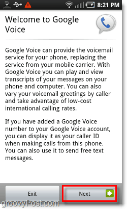 Google Voice على شاشة ترحيب Android Mobile