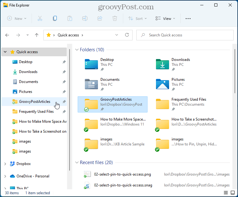 مجلدات الوصول السريع في File Explorer