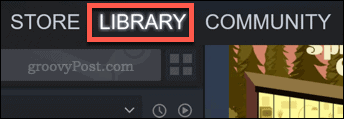 علامة التبويب المكتبة في عميل ألعاب Steam