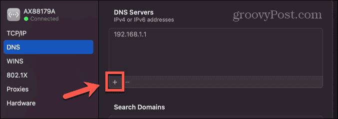 ماك إضافة خادم DNS