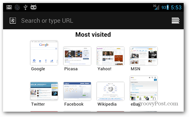 تعيين الصفحة الرئيسية لمتصفح Android الافتراضي على المواقع الأكثر زيارة