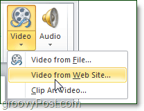 خيار الفيديو من موقع ويب في PowerPoint 2010