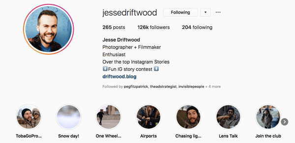 ملف جيسي دريفتوود على Instagram.