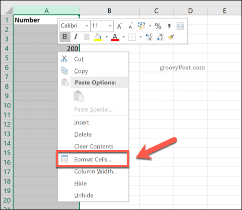 خيار تنسيق خلايا Excel