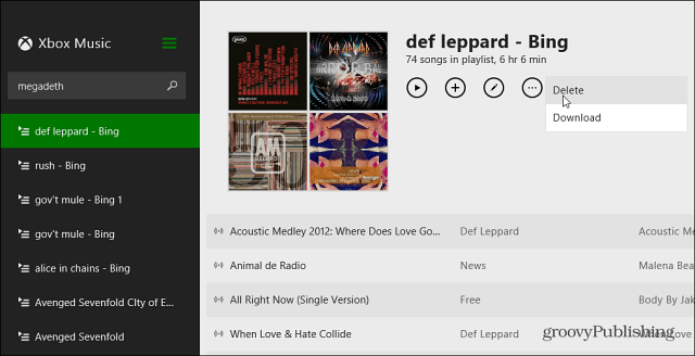 حذف قائمة تشغيل Xbox Music
