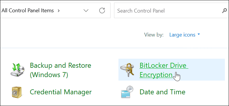 لوحة تحكم أمان BitLocker