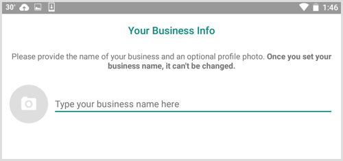 اكتب اسم عملك على شاشة معلومات عملك في WhatsApp Business