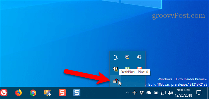 انقر فوق أيقونة DeskPins في علبة نظام Windows للحصول على دبوس
