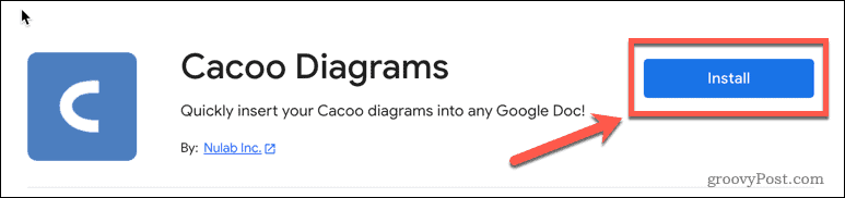 تثبيت الوظيفة الإضافية cacoo في محرر مستندات Google