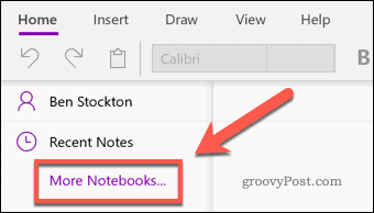 رمز قائمة OneNote More Notebooks