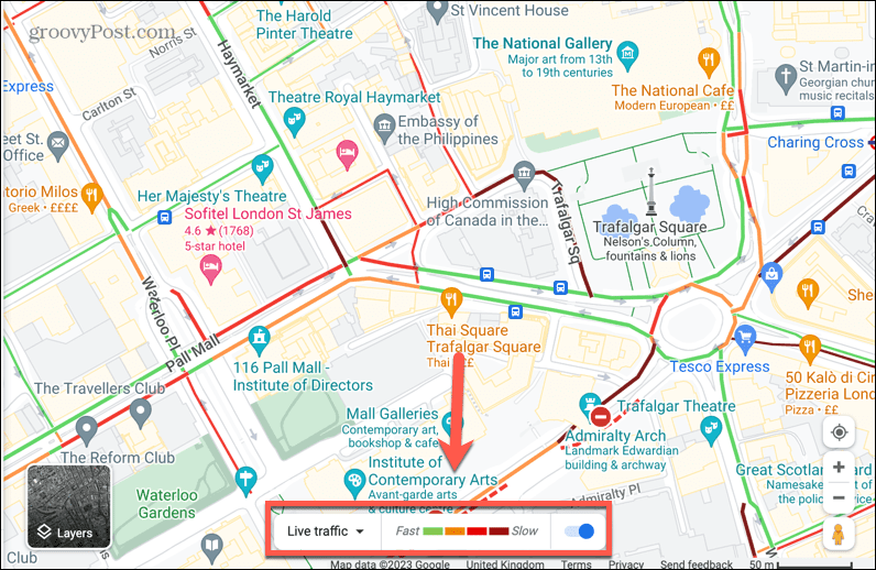 خرائط جوجل يعيش شريط المرور
