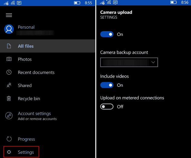اجعل Windows 10 Mobile يقوم تلقائيًا بالنسخ الاحتياطي إلى OneDrive