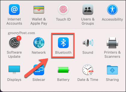 فتح قائمة إعدادات Bluetooth على جهاز Mac