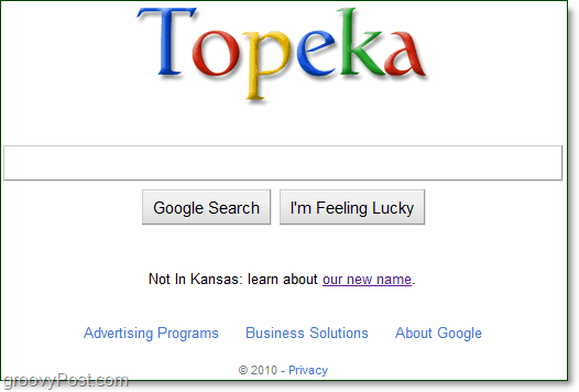 جوجل مع شعار topeka الجديد على صفحتهم الرئيسية