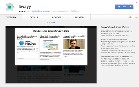 يحتوي Swayy أيضًا على امتداد Google Chrome لتسهيل مشاركة اكتشافات المحتوى.