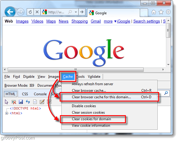 كيفية مسح ذاكرة التخزين المؤقت Internet Explorer 9 وملفات تعريف الارتباط للمواقع الفردية