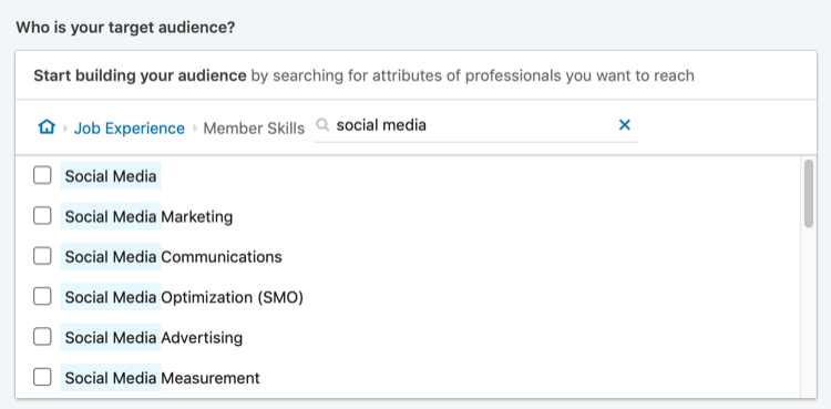 نتائج البحث عن "وسائل التواصل الاجتماعي" لاستهداف مهارات أعضاء LinkedIn