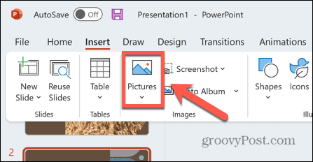 إدراج الصور في PowerPoint